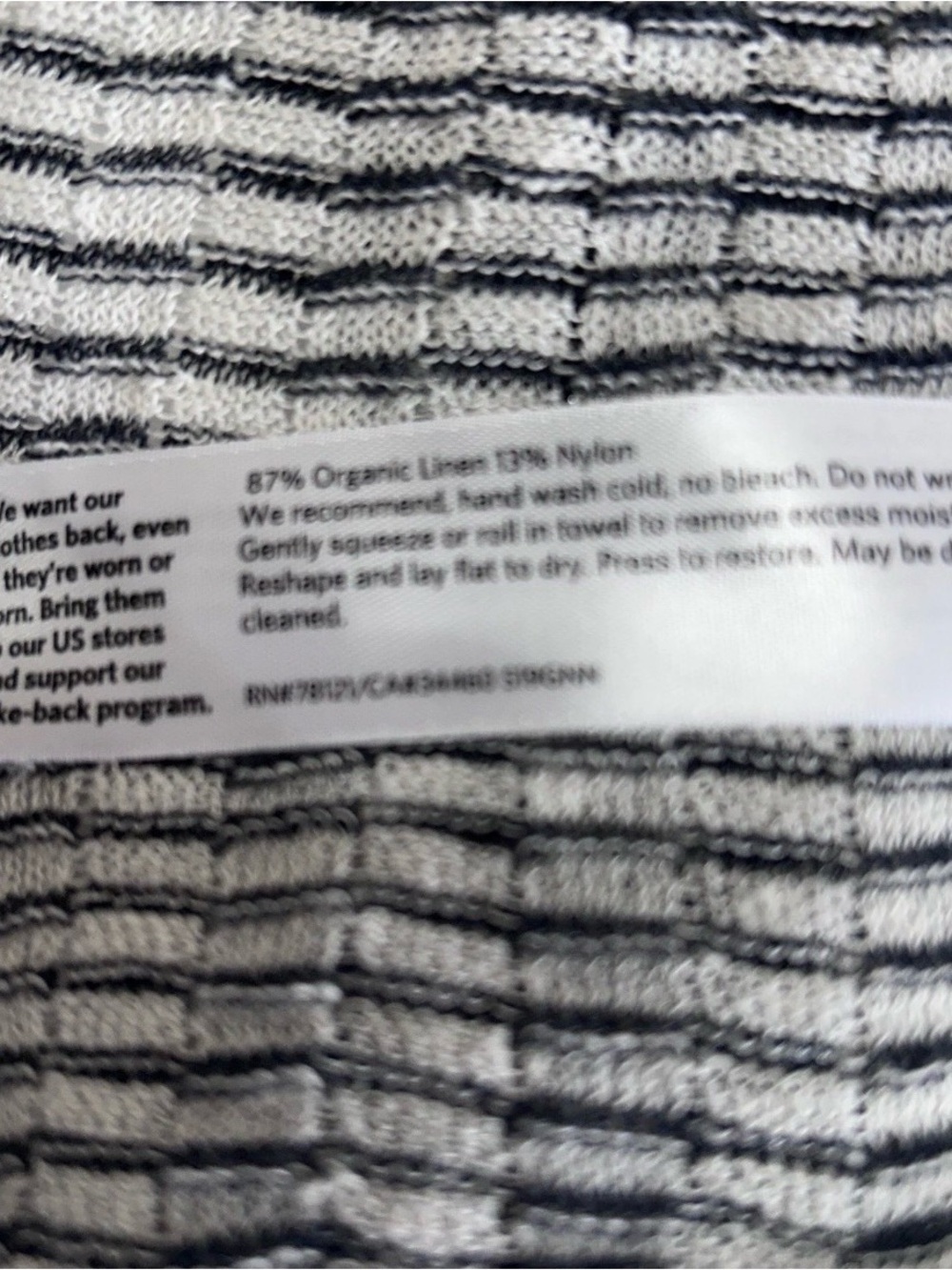 Eileen Fisher Organic Linen Blend Striped Open Front Cardigan Sweater Knit Large - Picture 4 of 6